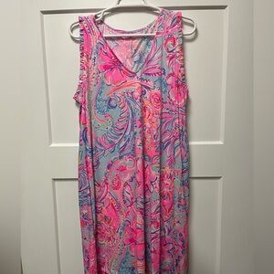 Lilly Pulitzer Pink and Blue Midi Dress